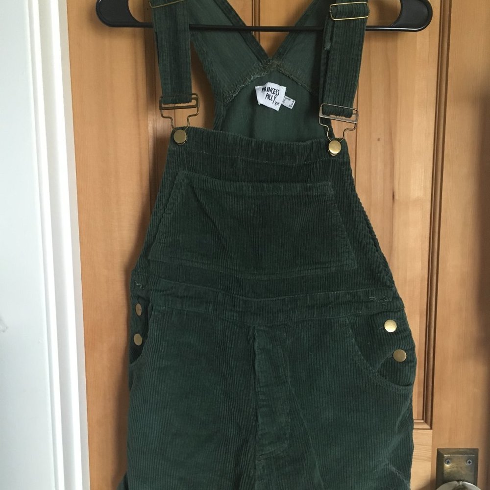 Dark green corduroy overalls